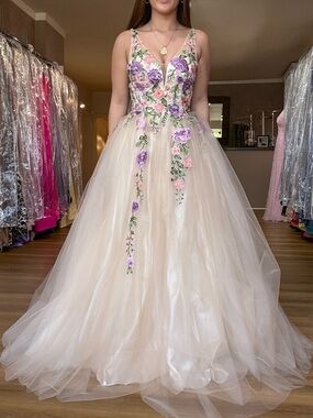 Floral Embroidered A-Line Tulle Dress